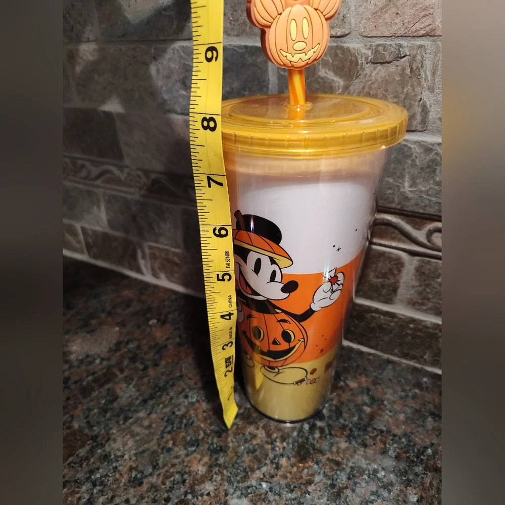 Disney Mickey Mouse Pumpkin Topper Acrylic Travel Tumbler with Straw